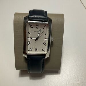 Nautica Black Leather Strap Watch